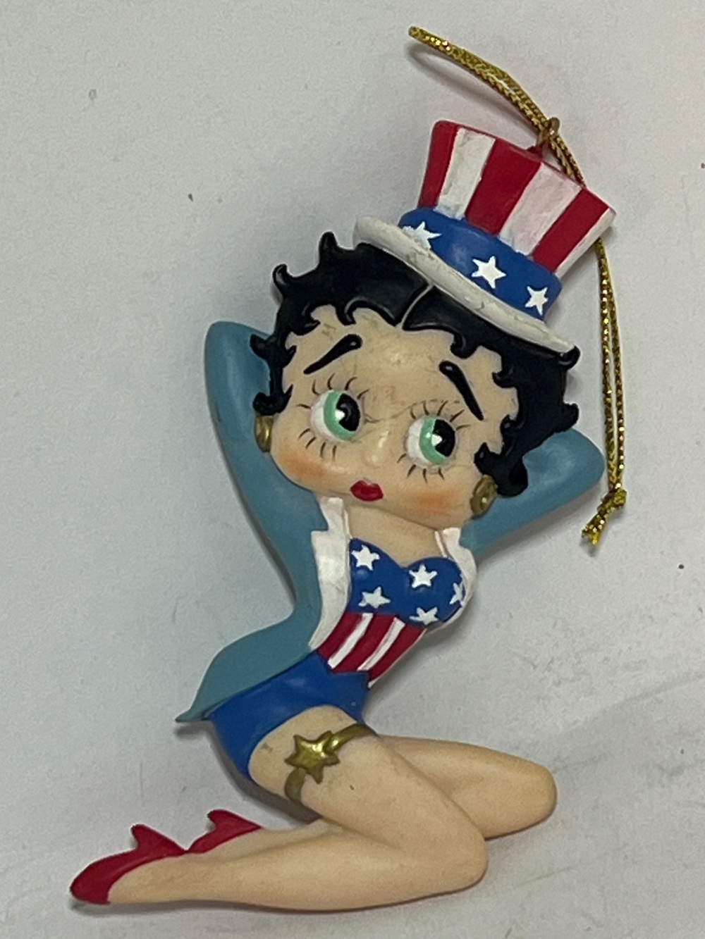 Vintage Betty Boop Patriotic Red White Blue Ornament -